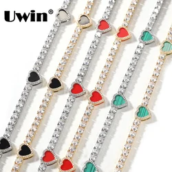 UWIN DIY Heart/Butterfly/Star Tennis Chain Bracelets for Women Iced Cubic Zircon Black/Green/Pink/Red Oiled Necklaces