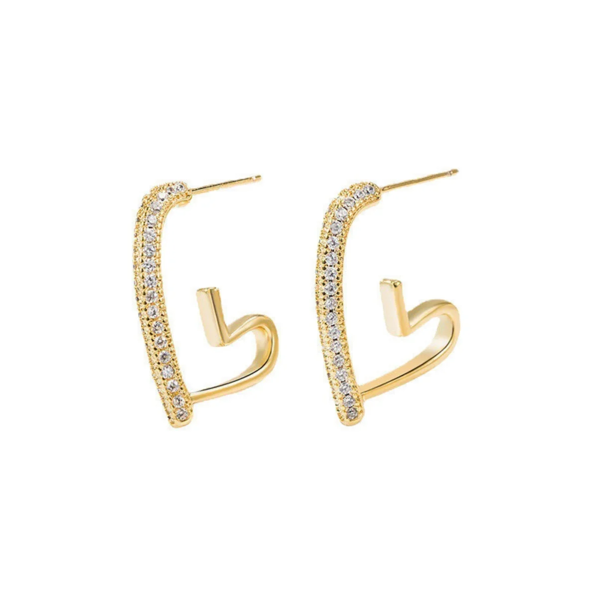 Trendy Simple Gold Color Hoop Earrings For Women Girl Crystal Heart Minimalist Earrings Party NEW Jewelry Gifts image 5