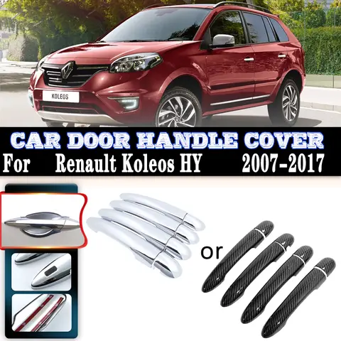 Renault Koleos Samsung QM5 I MK1 2007 ~ 2017 자동차 탄소 섬유 핸들 또는 크롬 광택 도어 핸들 커버 트림 세트 액세서리