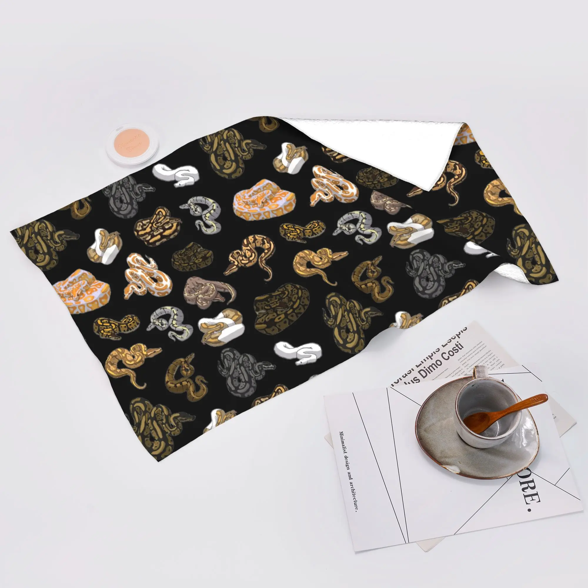 Custom Ball Python Morph Snake Pattern Soft Face Towel Quick Dry Pool Bath Cotton Towels Absorbent Quick