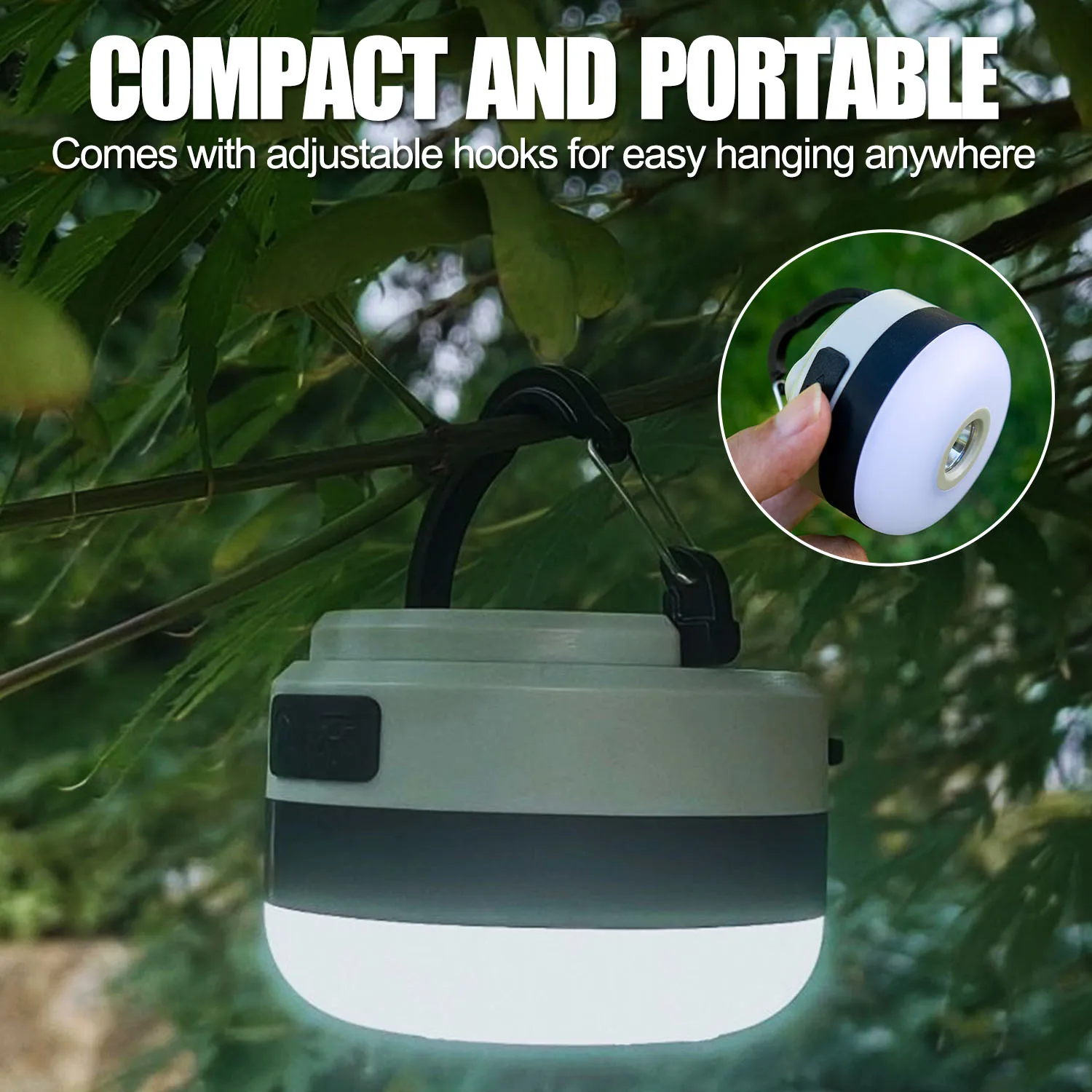 Imagem -02 - Led Luz de Acampamento Recarregável Tenda Lâmpada ao ar Livre à Prova Impermeável Água Portátil Luzes Led Lanterna Acampamento para Atividades Iluminação ao ar Livre