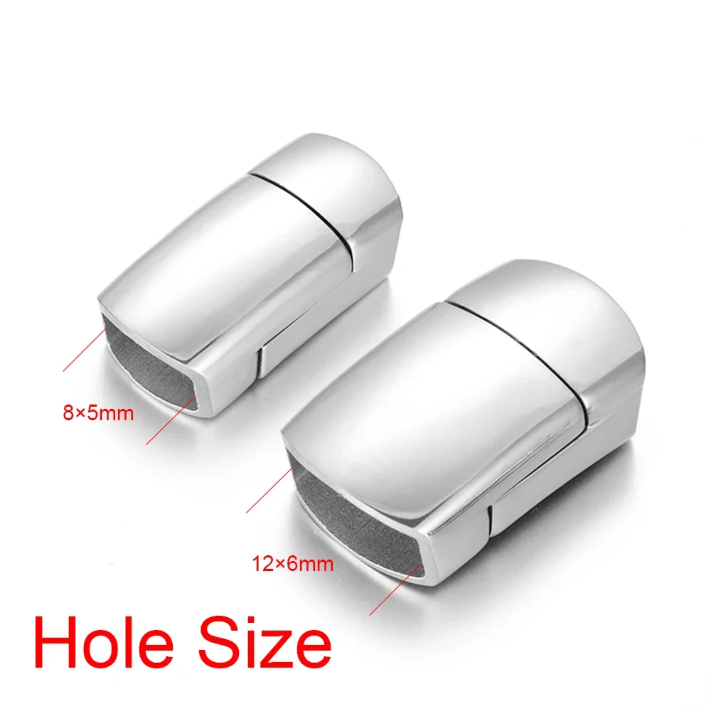 스테인레스 스틸 자석 걸쇠 구멍 8*5mm 12*6mm 가죽 코드 걸쇠 팔찌 자석 버클 DIY 쥬얼리 부품 용품 만들기