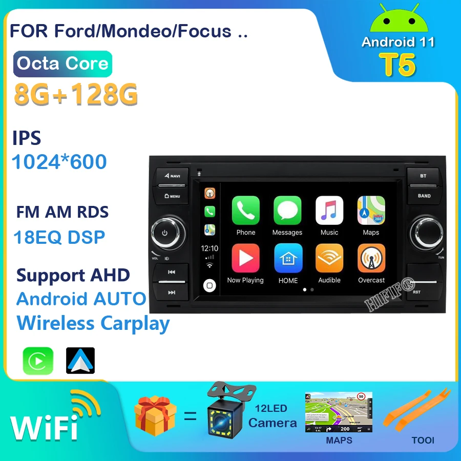 

Android 11 Auto Car Radio Stereo Multimedia Video Player Navigation GPS For Ford Focus 2 Ford Fiesta Mondeo 4 C-Max NO DVD 2din