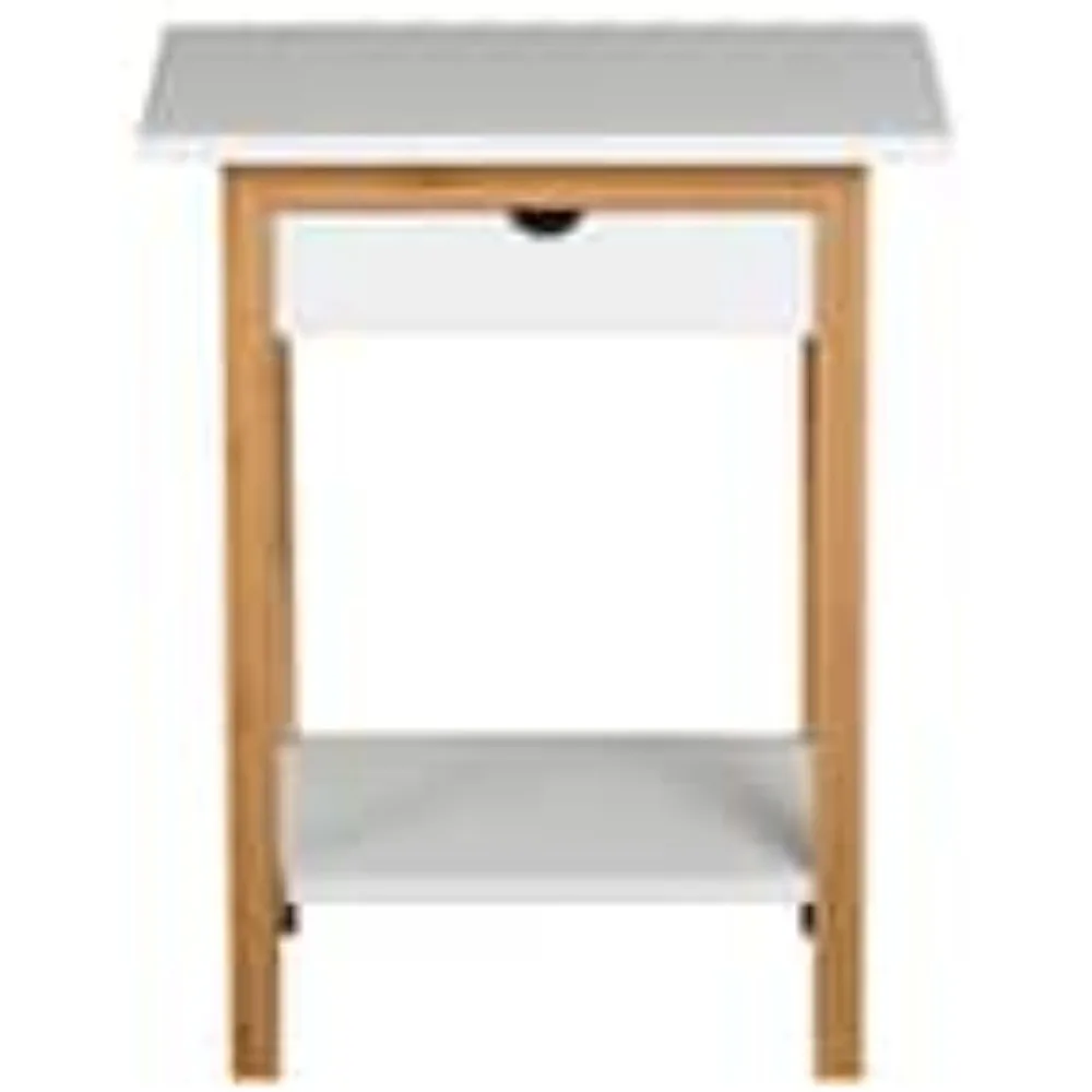 

End Table for Small Spaces, White Side Table for Bedroom, Living Room