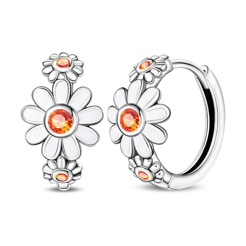 

925 Sterling Silver Minimalist Daisy Hoop Earrings Sparkling CZ Zircon Earrings For Women Fine Anniversary Jewelry Gifts