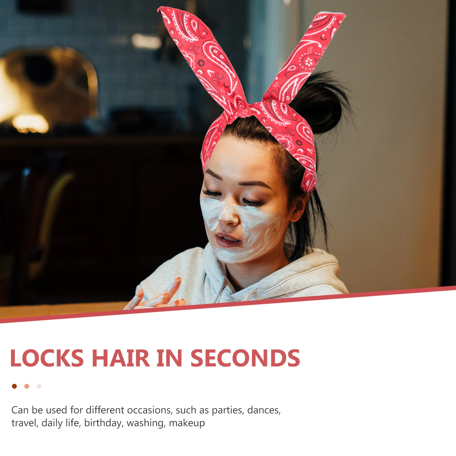 

5Pcs Chic Wire Headbands With Rabbit Ears Fashionable Paisley Hair Accessories For Women