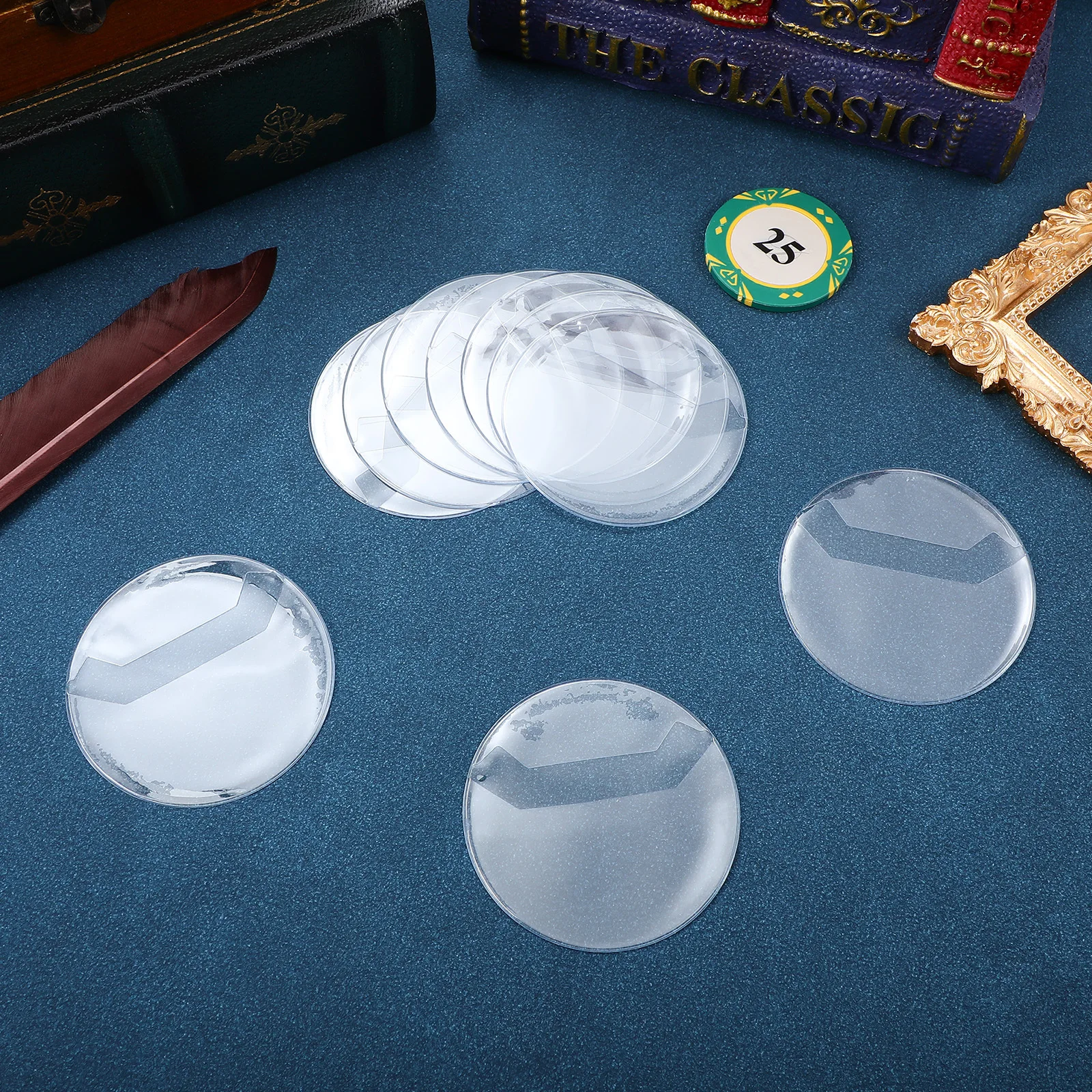 Couvre-badges ronds, 20 pièces, protecteurs de badges transparents, multi-usage pour pièces de monnaie, médaillons et collections de souvenirs, étuis à monnaie transparents