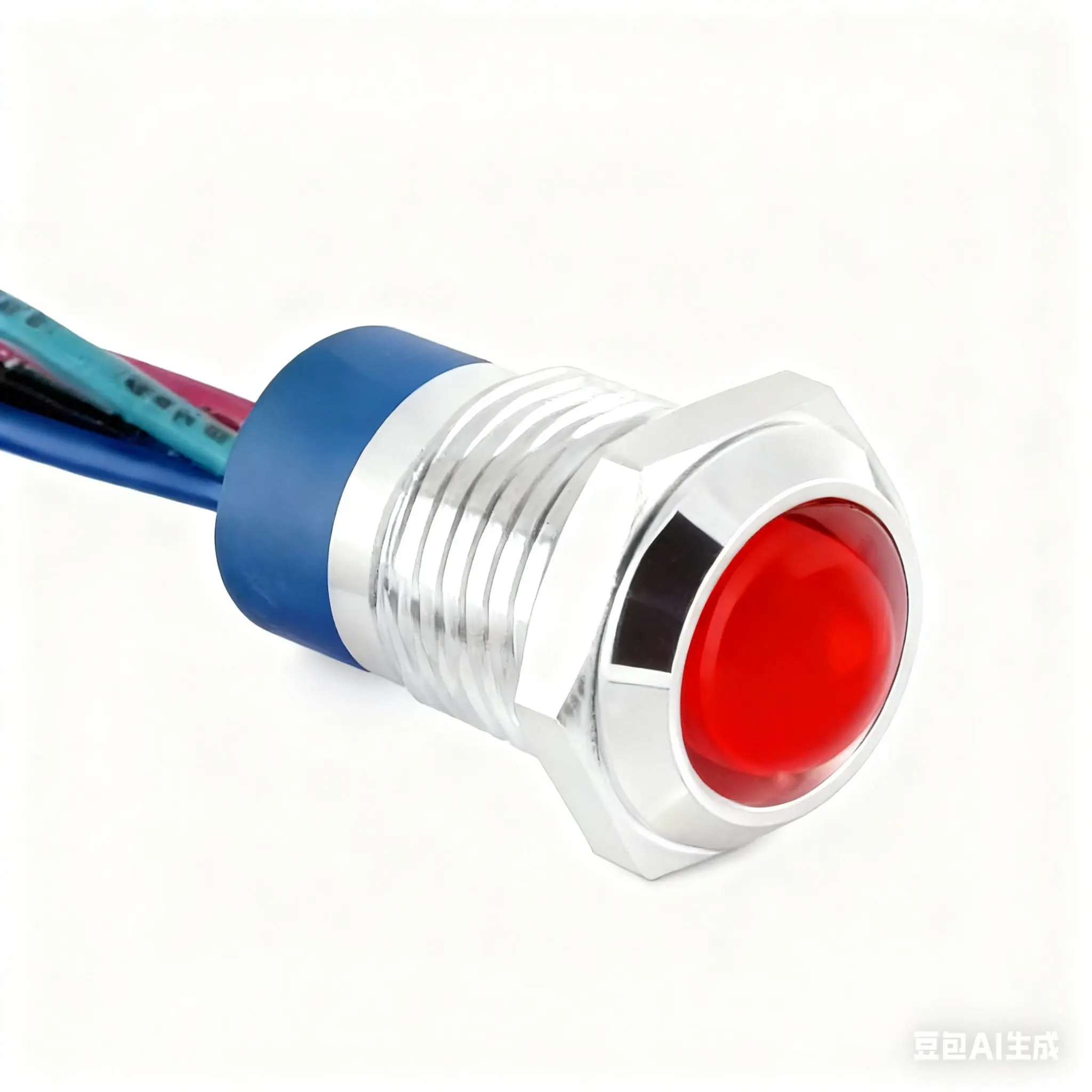 ELEWIND IP67 Sealed RGB 3-Color LED Indicator Light - Domed Head Metal (8mm/10mm/12mm, 15cm Cable)