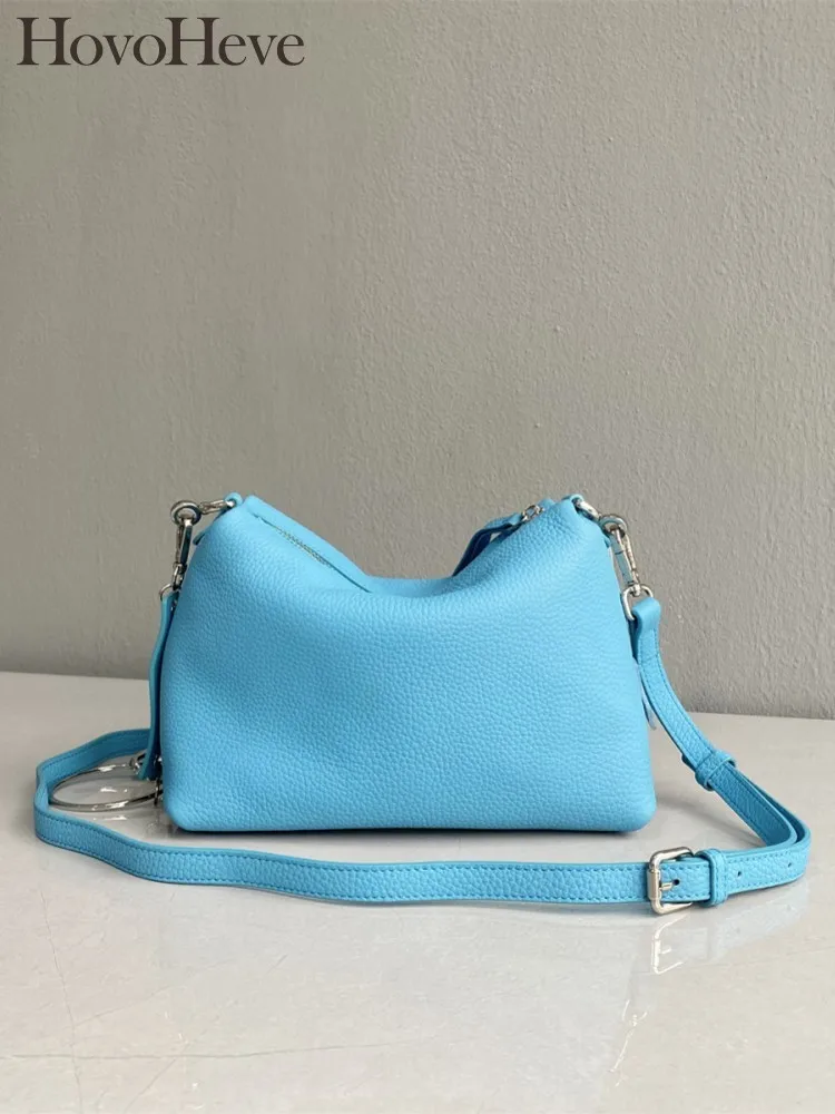 

Fashion Women Casual Tote Handbag Zipper Cowskin Genuine Leather Pillow Bag Office Lady Single Shoulder Bags Soft Crossbody Bags