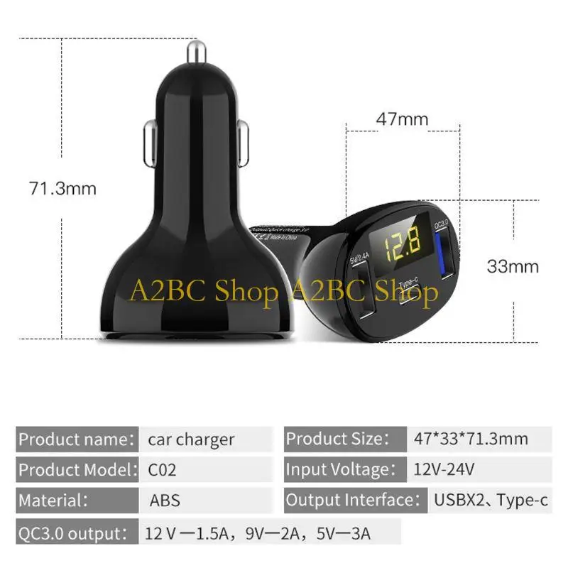 A2BC Marine RV Charging Device for Phone 12-24V Dual USB Port for QC Type C Easy Installation