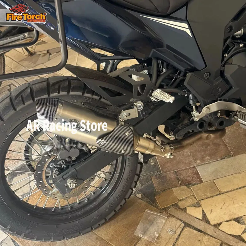 Motorcycle Exhaust System Escape Moto Mid Link Pipe Slip On For KAWASAKI VERSYS-X 250 VERSYS-X 300 VERSYS-X300 2017 - 2023