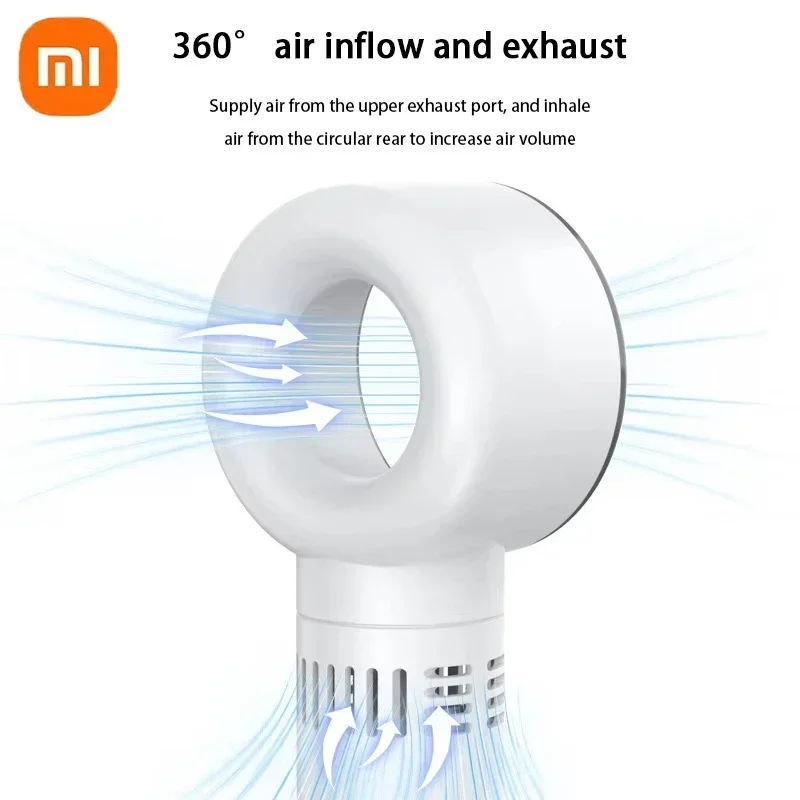 مروحة Xiaomi Mini بدون أوراق 100 مستوى عالية السرعة بدون أوراق، شاشة رقمية ذكية، شحن USB محمول، طاقة رياح عالية