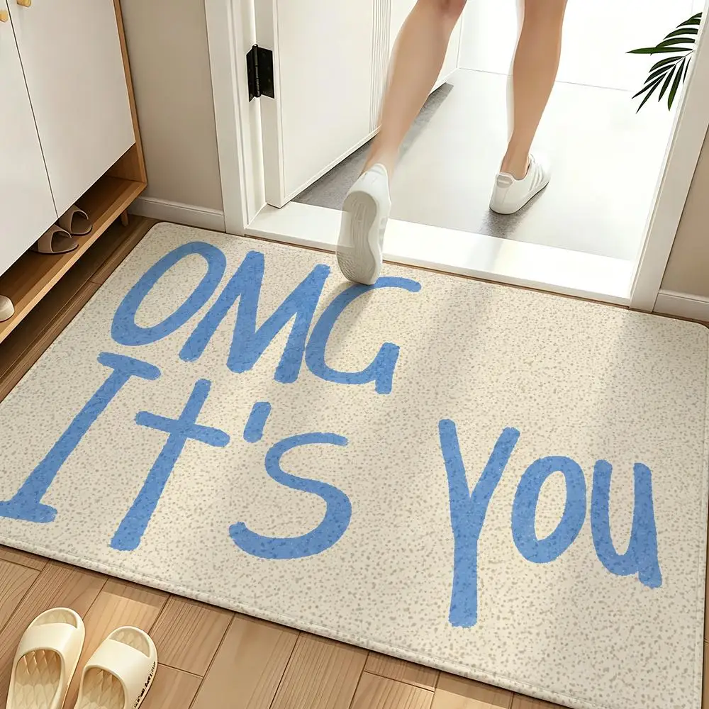 Funny Welcome Hello Greeting Retro Typography Art Floor Mat Soft Flannel Non Slip Absorbent Entryway Bathroom Bedroom Garage