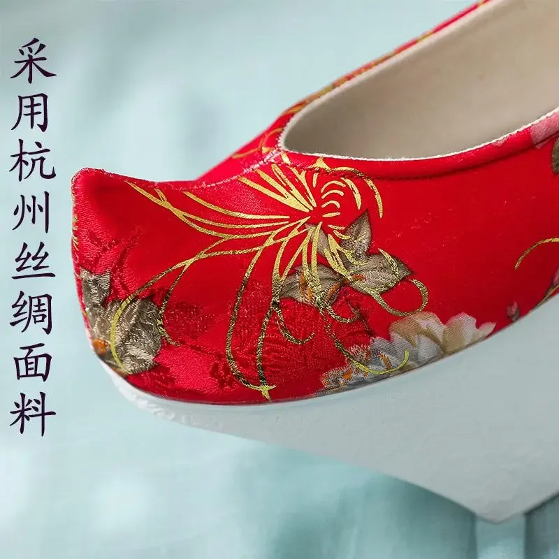Zapatos con suela de maceta, zapatos de ópera del palacio Imperial de la antigua dinastía Qing, zapatos con bandera Qing, accesorios de disfraz antiguos de Zhen Huan