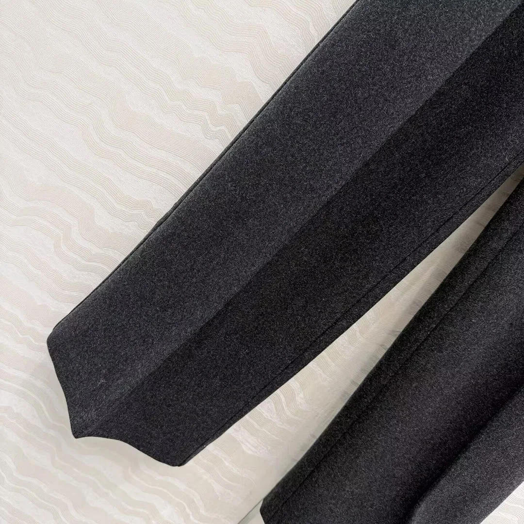 New Autumn Winter Elegant Fashion Woolen Cashmere Suit Pants Women High Waist Folds All-matched Casual Loose Work Wear Trousers