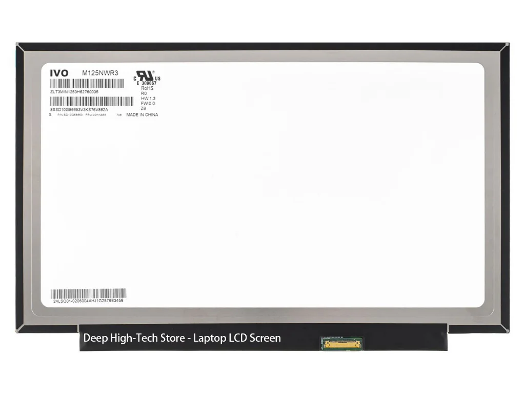 12.5 Inch IPS LCD Screen LP125WH2-SPT1 LP125WH2-SPT2 M125NWR3 R0 Display Matrix Panel Replacement 1366x768 eDP 30 Pins Non-Touch