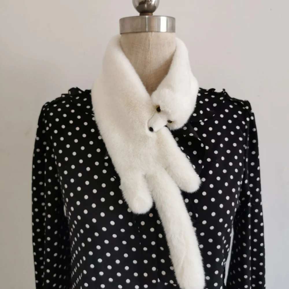 Winter Kawaii Fox Shape Plush Scarf Cute Fun Imitation Sable Soft Windproof Scarf Unisex Warm Fashion Versatile Fur Accessories
