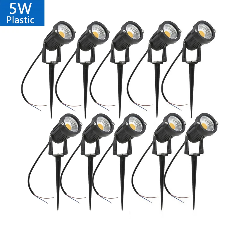 4-10PCS Outdoor Waterprof LED Garden Lights lampada da prato muslimah 5W Landscape Spike Bulb Garden Path Lawn Lamp faretti