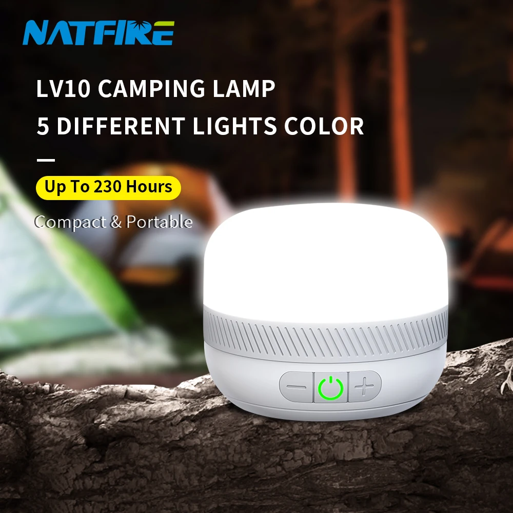 NATFIRE LV10 Rechargeable LED Camping Lantern Up to 230 Hours Camping Lighting Fixture Portable Emergency Light with Magnet Base