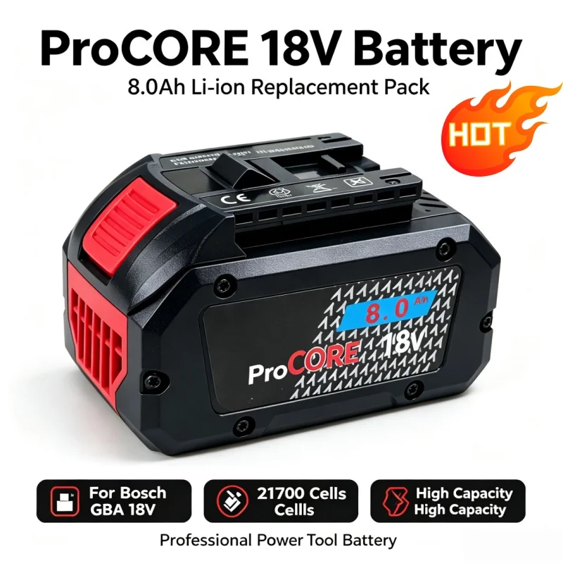 New‑Upgrade 21700 Lithium‑ion Cell, 18V 8.0Ah Pro‑CORE Rechargeable Battery With Top‑Tier Power Density