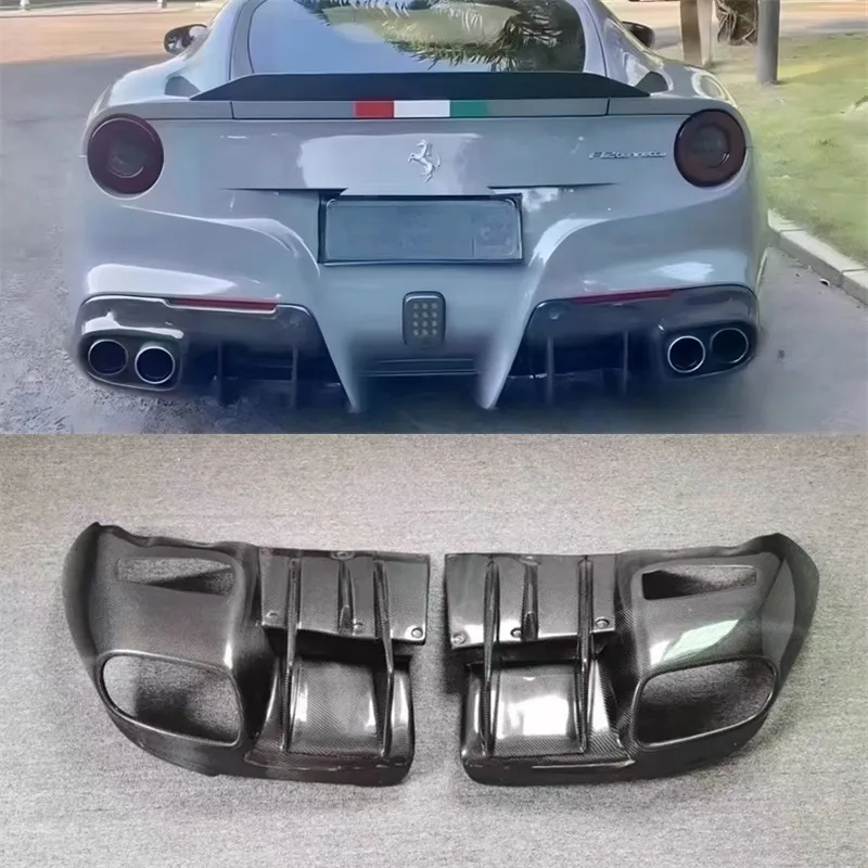 

For Ferrari F12 Real Carbon Fiber Car Rear Bumper Lip Diffuser Splitters Spoiler Back Car Accessories Body Kit