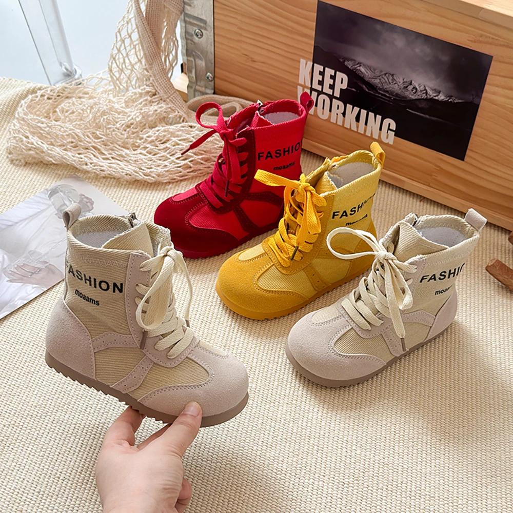 

Children Casual PU Trendy Autumn Girls Canvas Boots Fashion Boots Children Boots Boy Girl Leather Fashion Footwear Children Kids