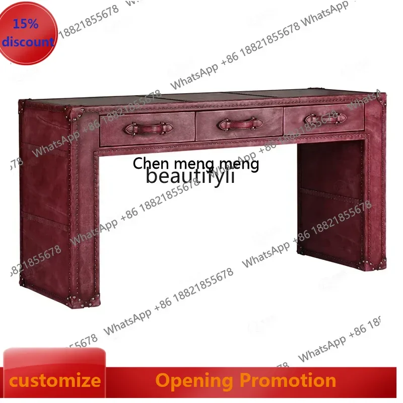 

ss7304 ss03 американский ретро комод компьютерный стол кожаный офисный стол средневековый индустриальный стиль космический алюминиевый письменный стол