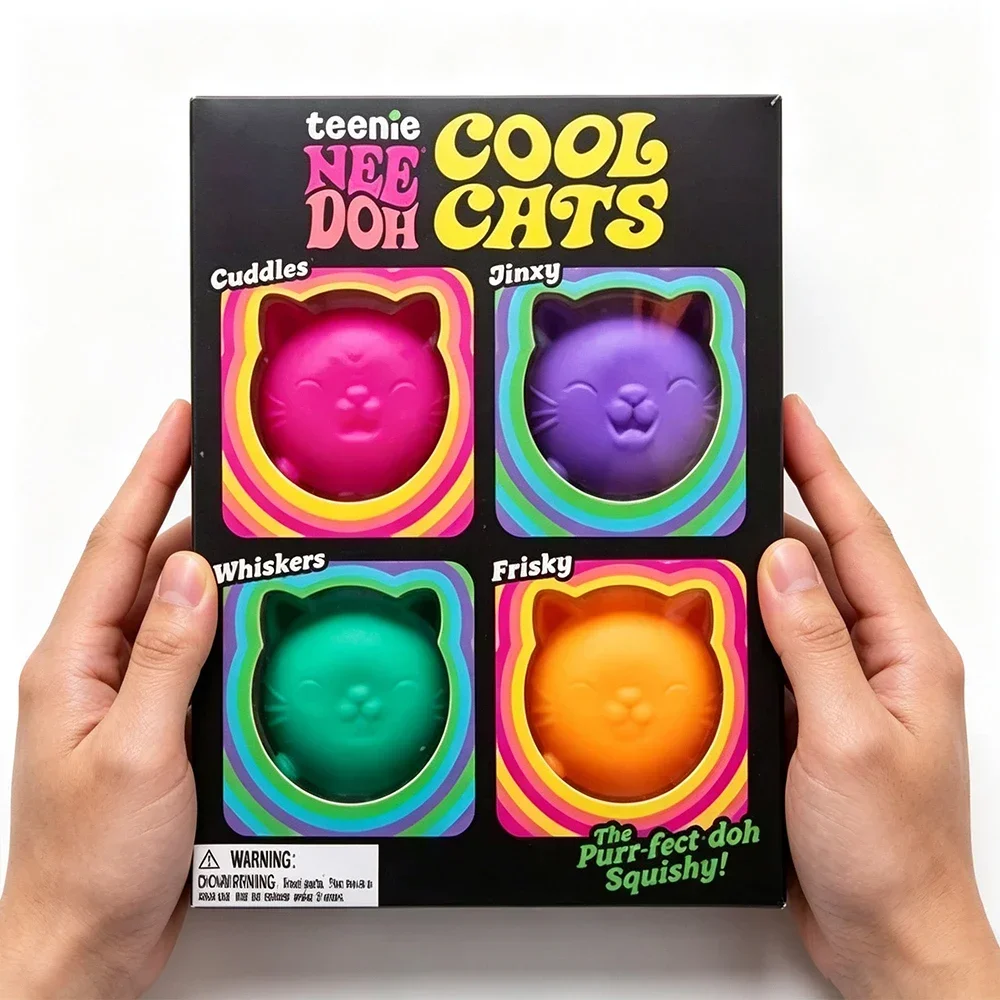 New Needoh Cool Cat Maltose Squishy Toys Slow Rise Stress Relief Ball Sensory Fidget Toys for Adult Anti-Anxiety Sensory Toys