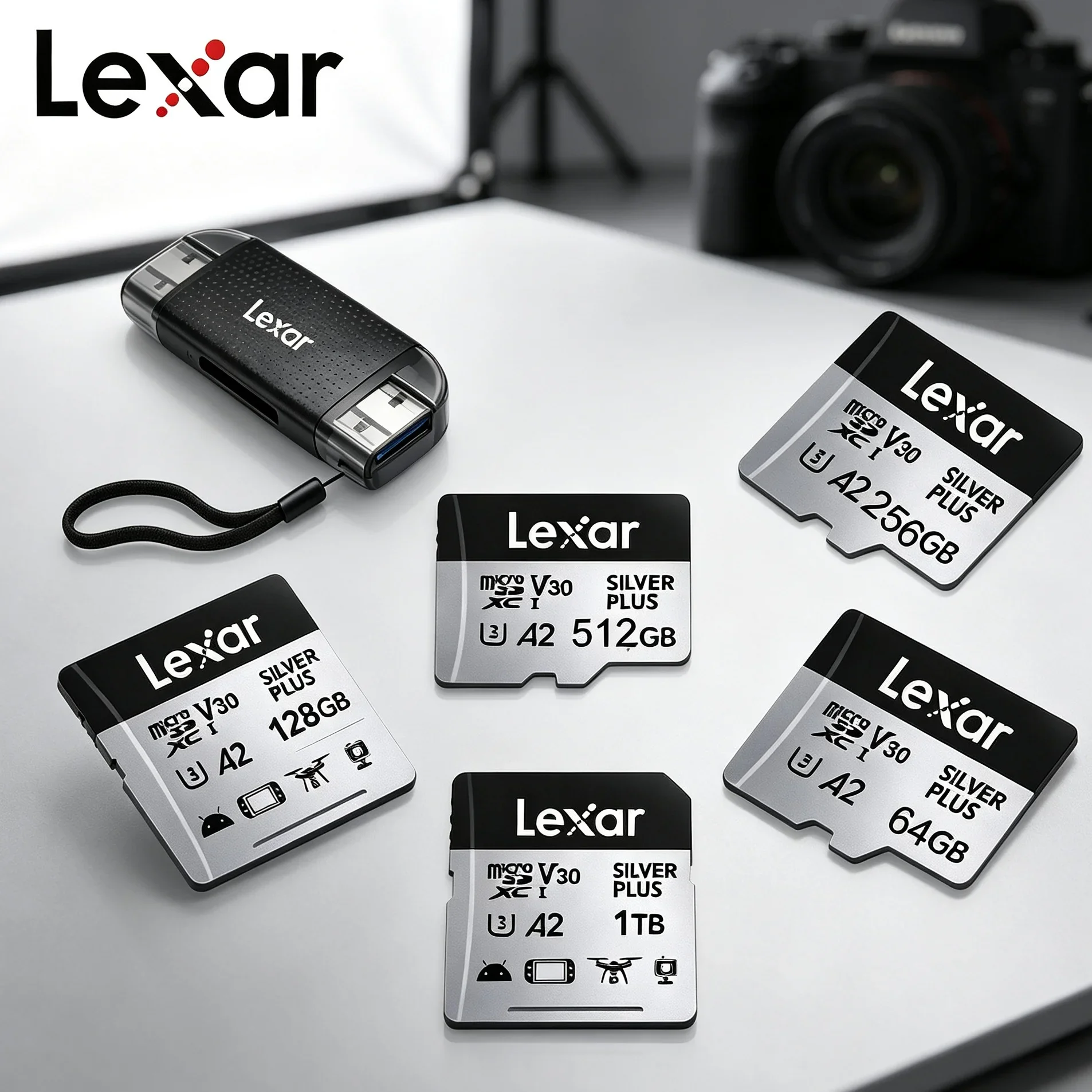 High‑Speed Lexar Micro SD Card V30 A2 205MB/s TF Card 4K Video MicroSDXC for DJI Drone Surveillance Camera 64‑1TB