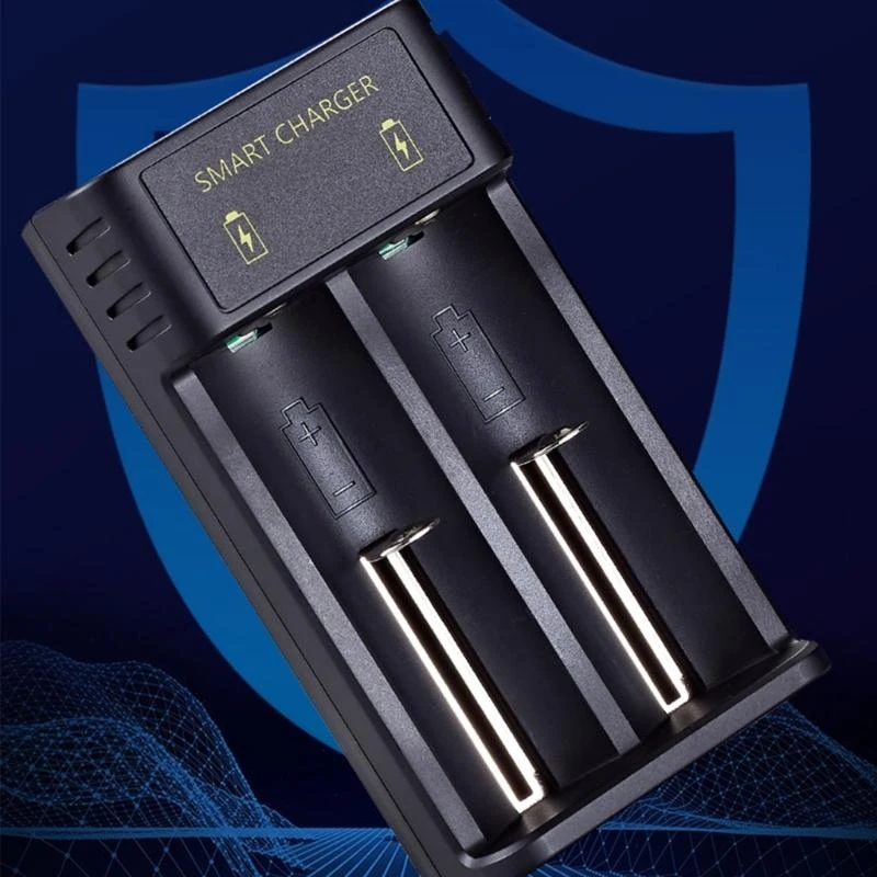 B03F 1-2 Slot Chargers with LED Indicators for 18350/18500/26650/21700 Battery