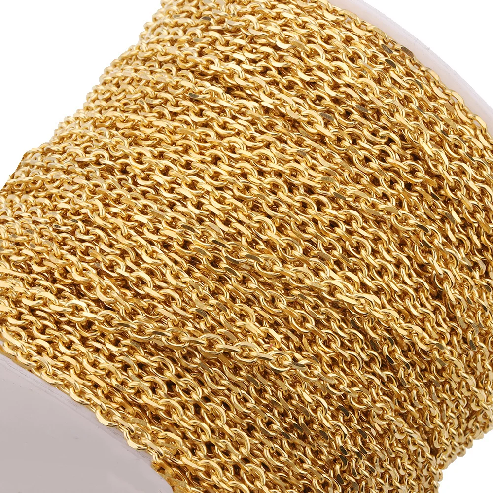 2M/Lot Breite 1,5mm-6mm Edelstahl Flache O-Kette für DIY Halskette, Choker, Armband, Fußkette, Metallschmuck-Zubehör – Detail 4