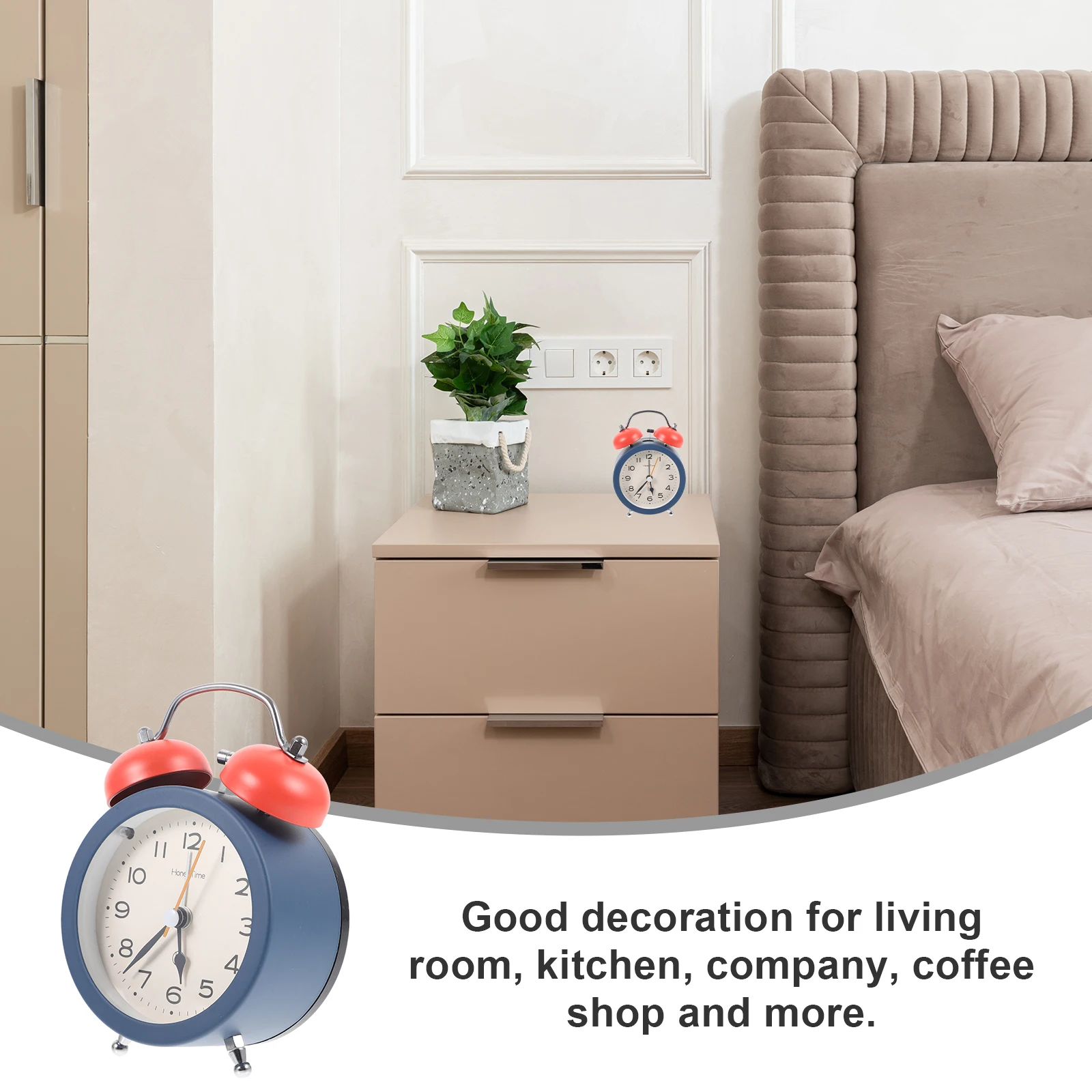 

Бесшумный будильник, 3-дюймовые выпуклые прикроватные часы, декор без дома, студенческие настольные часы для пробуждения, гостиная