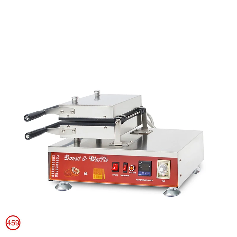 NP-459 Donut Maker with Stainless Steel Non-Stick Heating Plates, 220V/110V Commercial Waffle Maker and Electric Cookie Maker