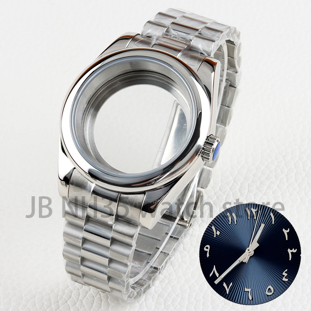 

36/39mm NH35 Case Sapphire Glass Stainless Steel Preseidential Bracelet 28.5mm Dial for Datejust NH35 NH36 Movement Watch Parts