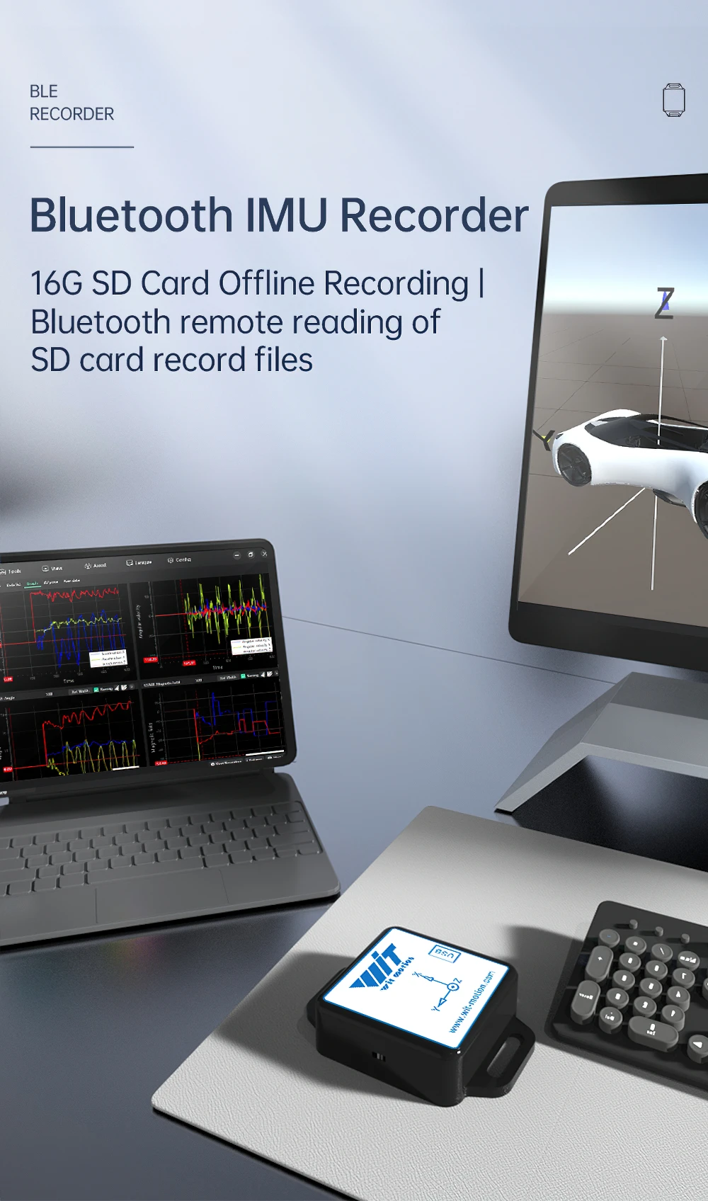 WT901SDCL-BT50 Bluetooth remote reading SD card Low-Power Accelerometer, 9-axis Gyroscope+Angle(XY 0.05° Accuracy)+Magnetometer