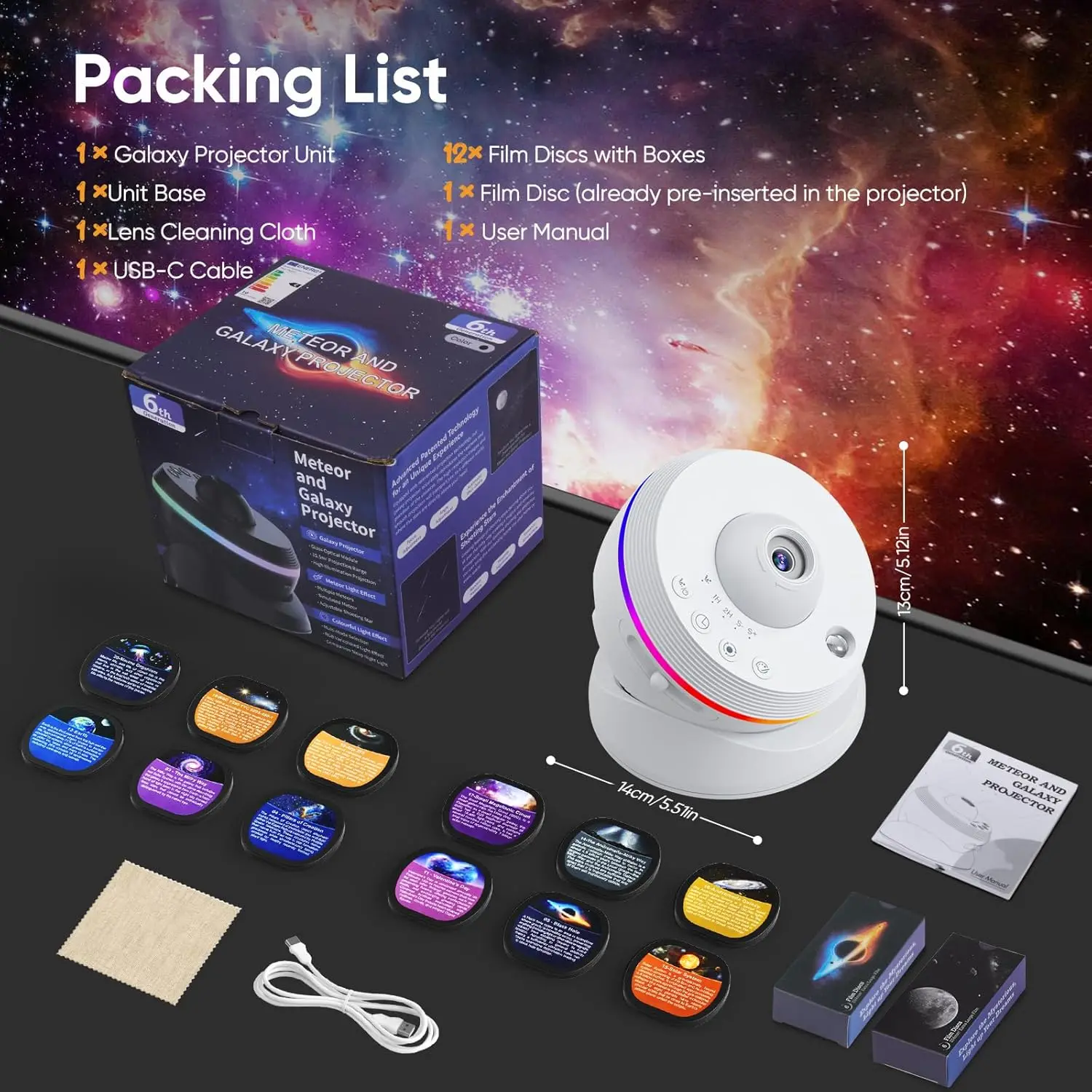 13 في 1 الترا واضح قنديل البحر العارض مصباح غالاكسي النجوم الدورية ليلة ضوء الإسقاط غرفة نوم ديكور الحفلات هدية للأطفال