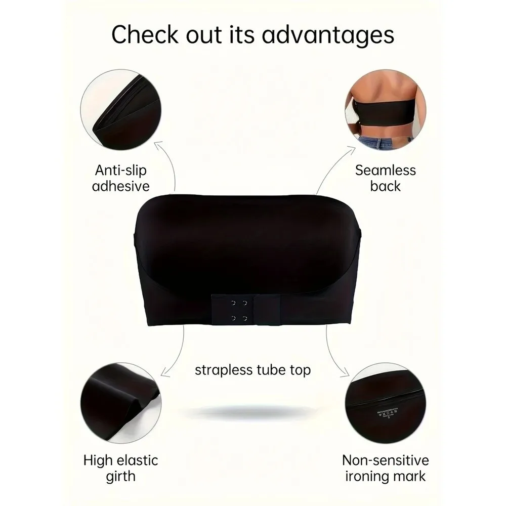 Invisible Strapless Bra Removable Padded Ice Silk Seamless Bra Underwear Push Up Front Button Bra Anti-wardrobe Malfunction
