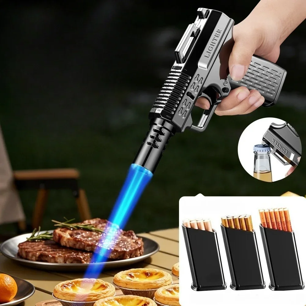 New 3-in-1 Spray Gun Cigarette Box Integrated Windproof Flame Lighter Comes with Bottle Opener Multi Specification Cigarette Box