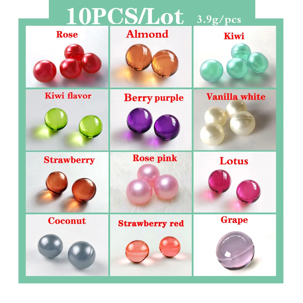 10PCS/Lot Spa Essential Oil Bath oil beads pearl bath bead moisturizing essential oil prevents skin from drying 2cm 3.9g/pcs