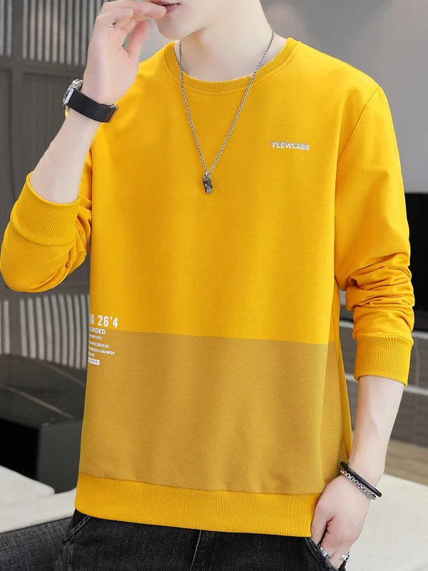 

Новая мужская футболка с длинным рукавом для весны и осени, повседневная, быстросохнущая, с круглым вырезом, эластичная, из чистого хлопка, с эффектом ледяного шелка, для спорта и активного отдыха