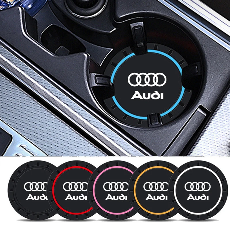 2 قطعة شعار السيارة كوستر حصيرة كوب ماء وسادة مقعد مكافحة زلة وسادة لأودي A3 A4 B5 B6 A3 8P 8V 8L A5 A6 C6 C5 A1 A7 A8 Q2 Q3 TT RS3