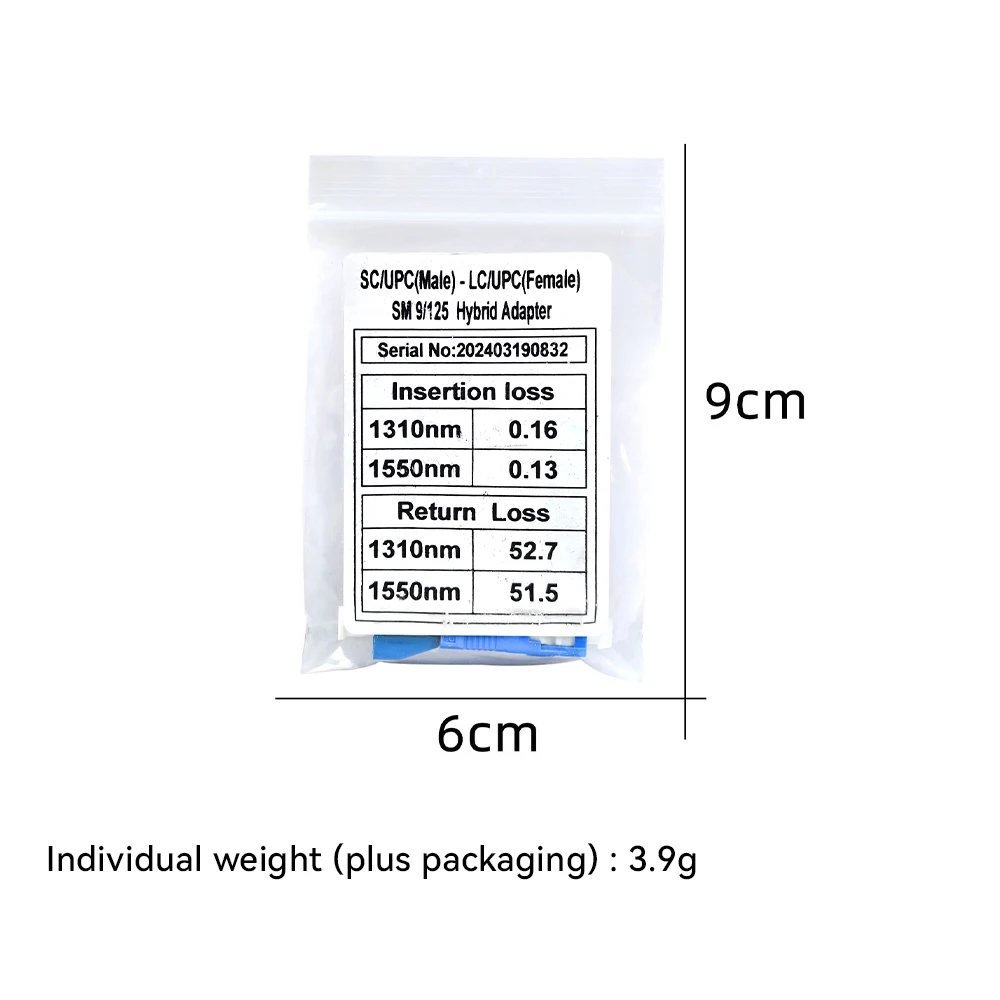 FCST 1PC Fiber Optic Adapter SC Male To LC Female Single Mode Fiber Optic Hybrid Optical Adapter Converter Replacement Sensor