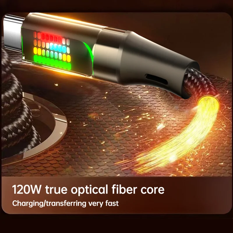 NNBILI 120W USBC to Type C Cable Phone Super Fast Charging Cable With LED lights USBA To Type-C Data Cord For huawei Samsung S26