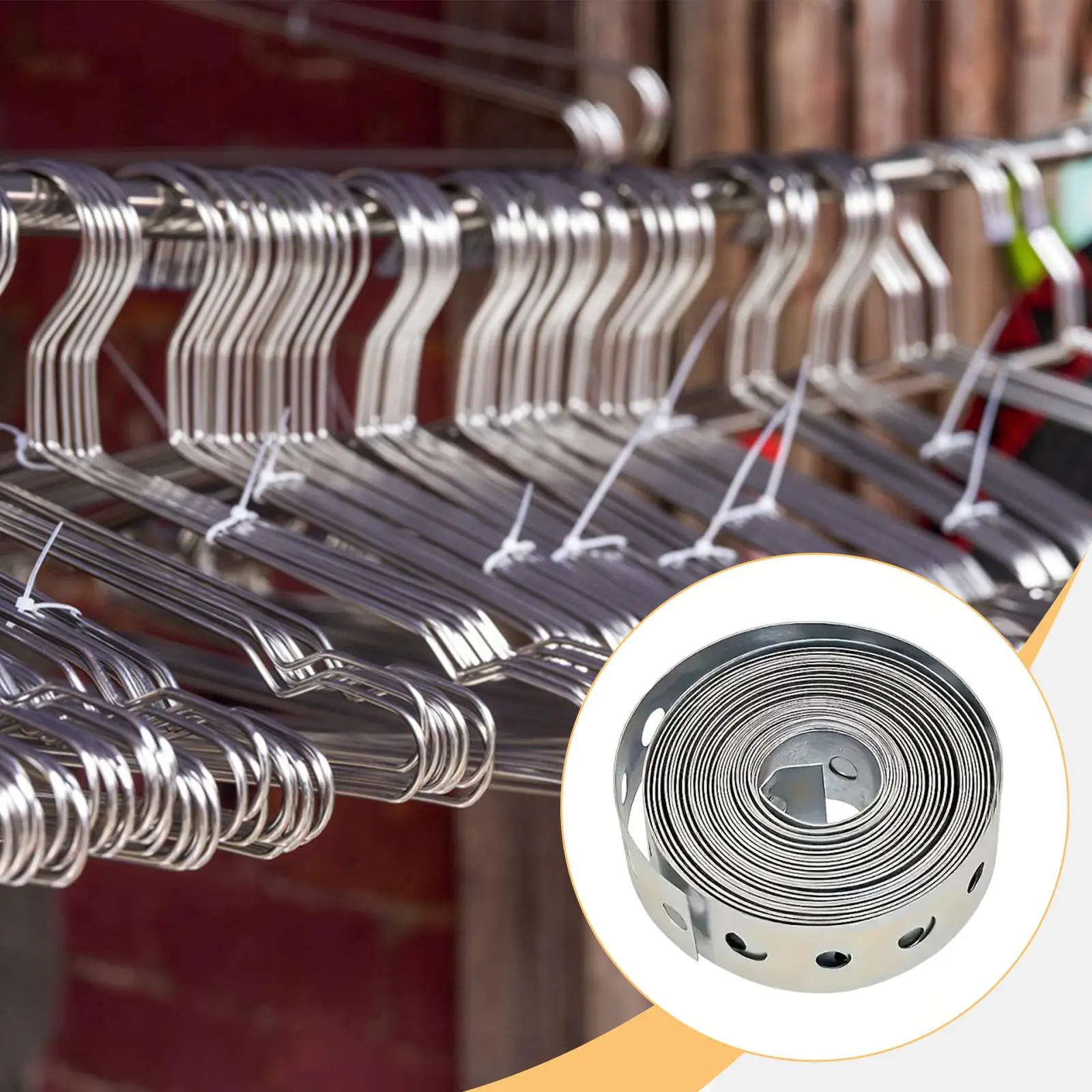 Galvanized Metal Pipe Strap Multipurpose Sturdy Perforated for Home Organization Accessories Hanger Strap Silver 9.84 ft Length