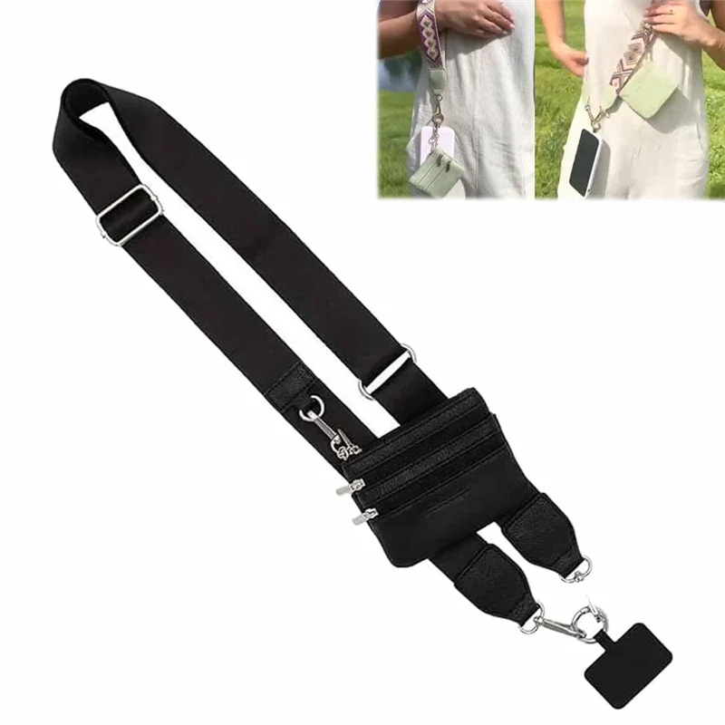 

FX-Phone Strap With Zippered Pouch, Clip And Go Strap For Phone With Wallet Crossbody, Phone Strap Crossbody