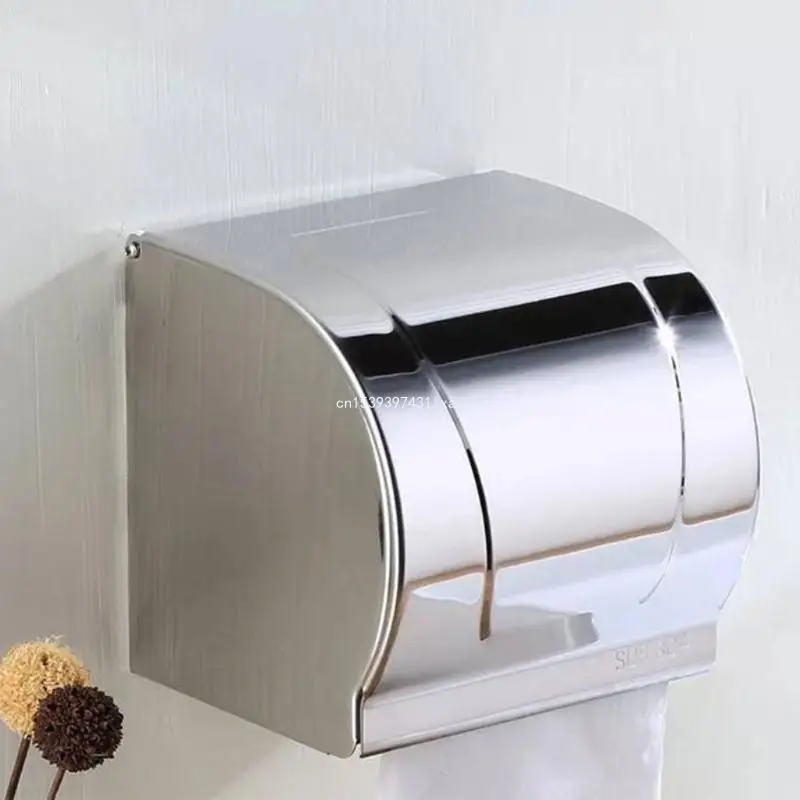 Closed Toilet Paper Dispenser Stainless Steel Tissue Storage Box Moisture-proof Paper Holder Bathroom Kitchen Washroom