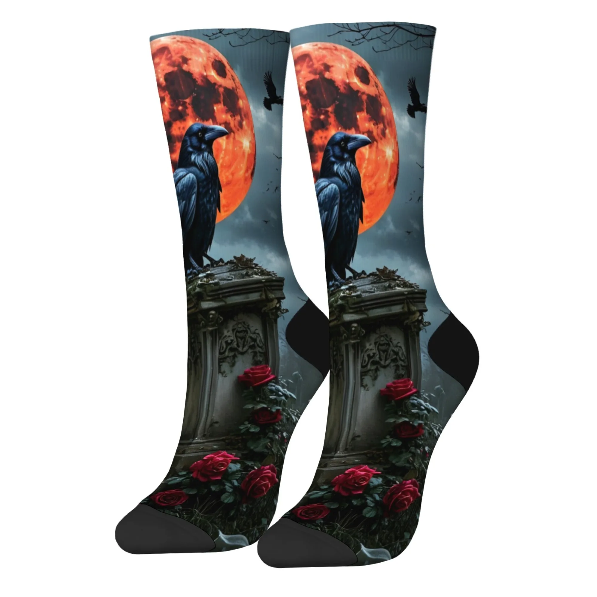Загадочная ворона, модные носки в стиле ретро, темные готические носки, сумасшедшие уличные носки в стиле хип-хоп, новинка, забавные компрессионные носки, подарок на праздник