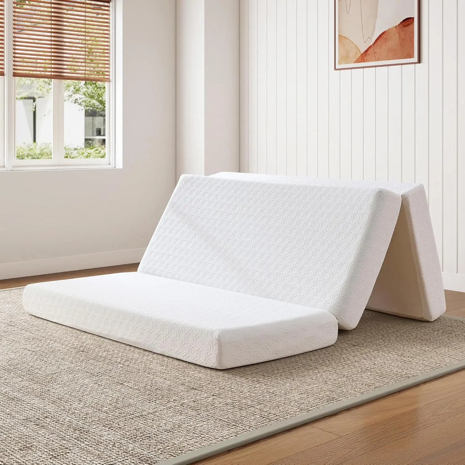 Twin 6-Inch Tri-Fold Memory Foam Mattress, Foldable Portable Floor Mattress with Removable Washable Cover,, Customized