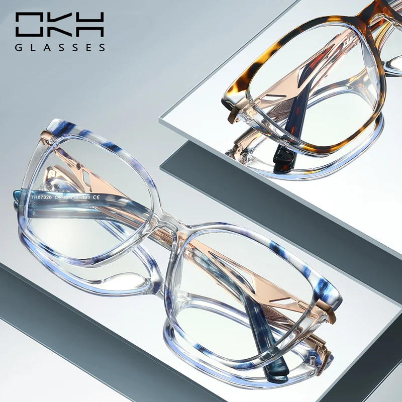 

OKH New Geometric Men's Square Frame Fashion Design Women's Anti-Blue Light Reading Glasses Customizable Prescription Glasses