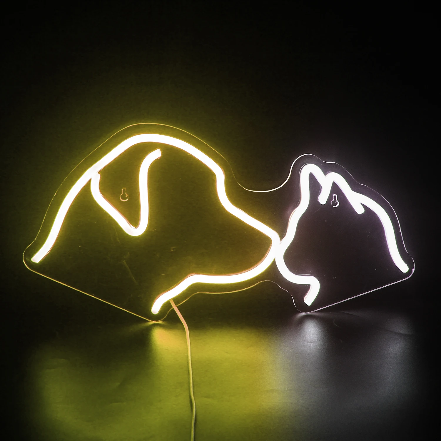 Dog Cat Neon Sign LED Pink White Animal Neon Sign Wall Decor Anime Light Up Sign Kids Bedroom Pet Store  Birthday Party Gift